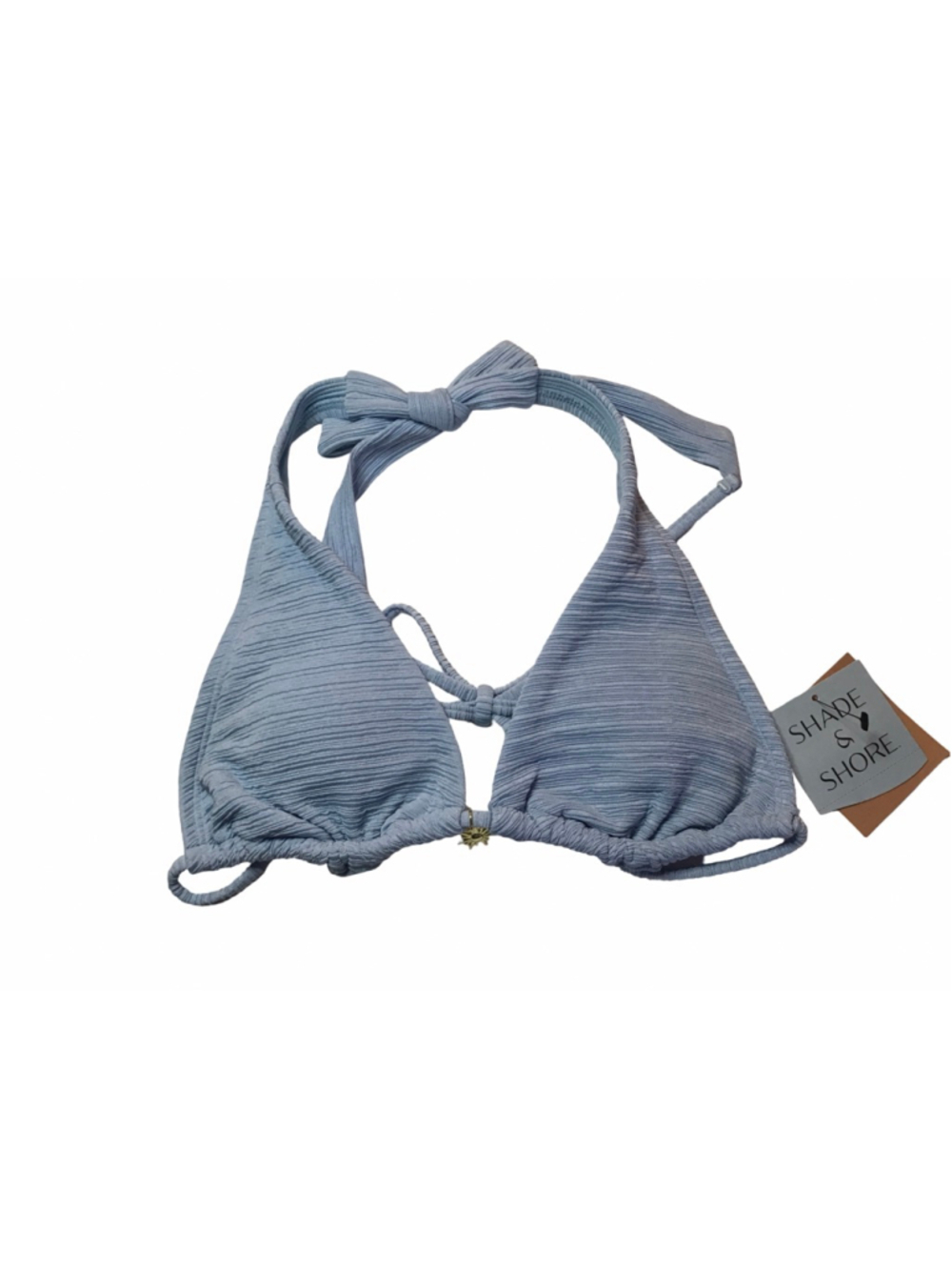 Shade & Shore Blue Ribbed Bikini Top M